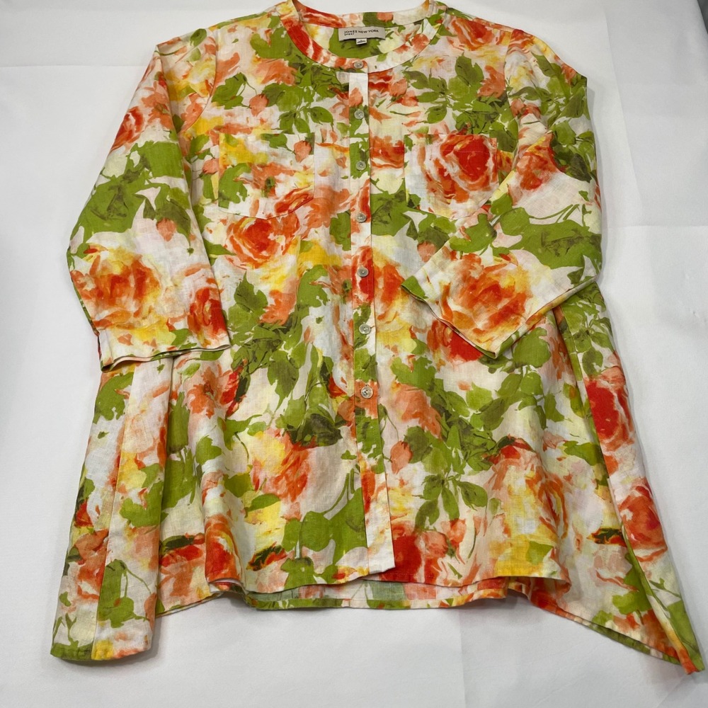 Jones New York Sport Women's Linen Blend Floral Tunic Top Size Large - Picture 11 of 15